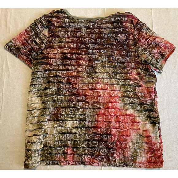 Only Nine Woman Blouse Plus Size 2X VNeck Ruffled Multicolor Boho Pullover Top - Picture 4 of 10